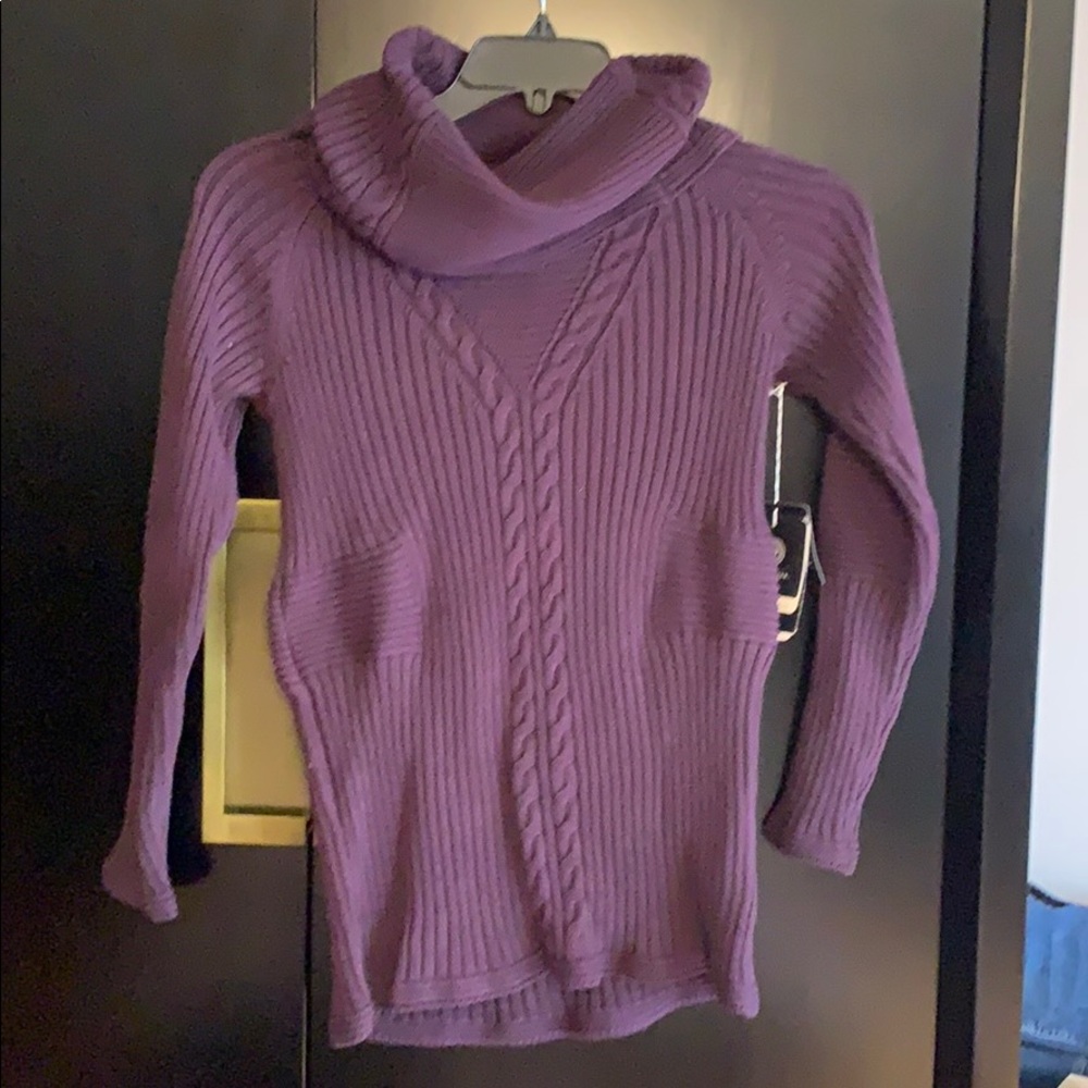 Doncaster cowl neck sweater in eggplant